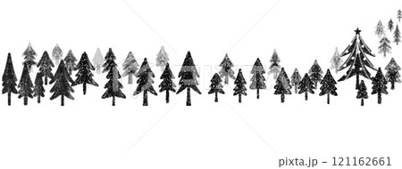 クリスマスツリーのあるもみの木の背景イラスト 121162661