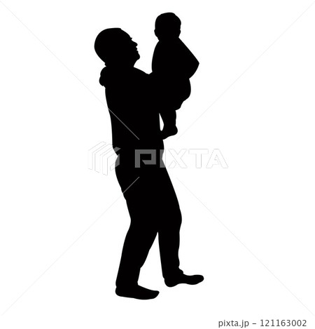 mom and son together, silhouette vector mom and son together, silhouette vector 121163002