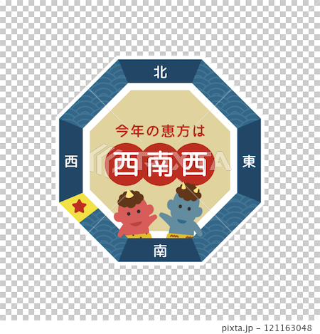 Setsubun lucky direction | Cute demon and direction design vector material 121163048