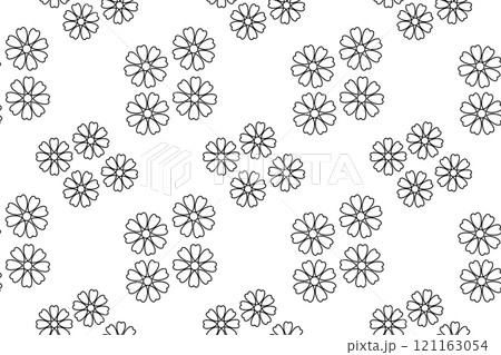 Seamless floral pattern of daisies for childrens coloring activities 121163054