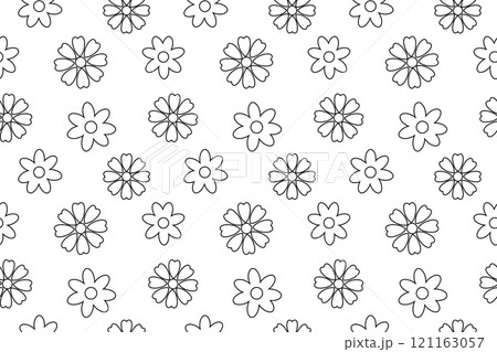 Seamless floral pattern for childrens coloring activities 121163057