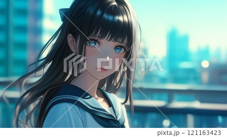 悲しそうな女子高生 121163423