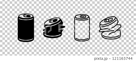 Icons representing empty cans, juice, and soft drinks 121163744