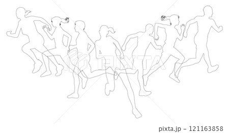 Silhouette Runners Running Sports Silhouettes Set 121163858