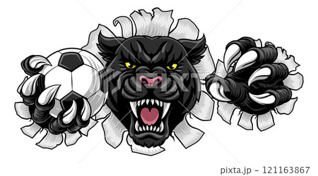 Black Panther Leopard Jaguar Cat Soccer Mascot 121163867