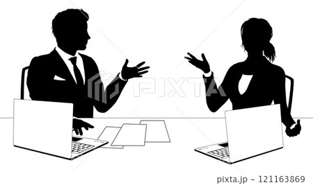 News Anchors Business People at Desk Silhouette 121163869