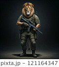 He is not just a lion he is a soldier. Ai generated 121164347