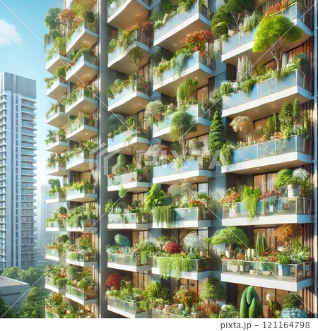 テラスに植物を置いているマンション 121164798