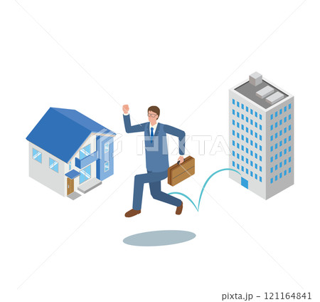 スキップして帰るビジネスマン 121164841