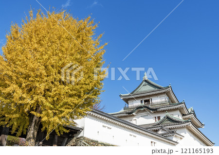 和歌山県和歌山市　紅葉の季節　快晴の和歌山城天守（秋） 121165193