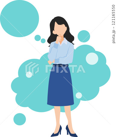 経営戦略を考えるビジネスウーマンのイラスト 経営戦略を考えるビジネスウーマンのイラスト 121165550