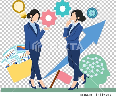 思考商業策略的女商人的插圖 思考商業策略的女商人的插圖 121165551