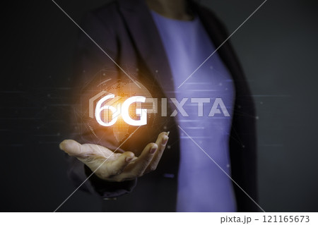 6G Technology networks Internet connecting wireless devices around the world. 6g icon in businessman hand. 6G technology is essential to businesses in the digital world. 6G Technology networks Internet connecting wireless devices around the world. 6g icon in businessman hand. 6G technology is essential to businesses in the digital world. 121165673
