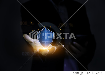 Security shield for online login systems,Cybersecurity and privacy, Personal data protection law.protect data and internet network security technology. Futuristic virtual screen interface. Security shield for online login systems,Cybersecurity and privacy, Personal data protection law.protect data and internet network security technology. Futuristic virtual screen interface. 121165733
