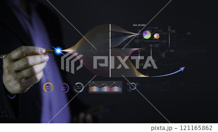 data analysis and Management concept. Using Ai technology  for data analysis and Management . big data analysis, Software for archiving, searching,  managing and analysis. 121165862