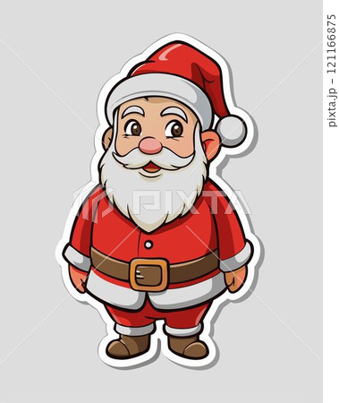 Santa claus character. Cute christmas decoration. Holiday xmas sticker cartoon illustration 121166875
