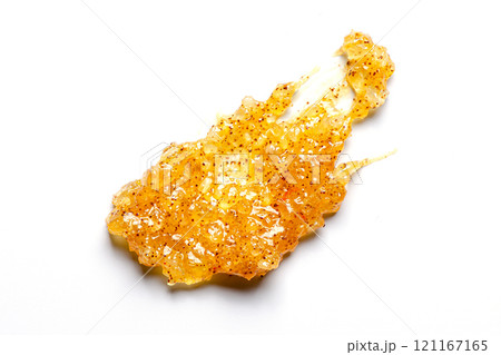 A sample of a cosmetic body care scrub. White background. 121167165