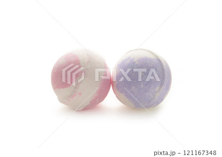 Bath salts in the form of a balls isolated on white background. Bath salts in the form of a balls isolated on white background. 121167348