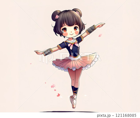 ちびキャラ　バレリーナの少女のイメージ素材　ジャンプ 121168085