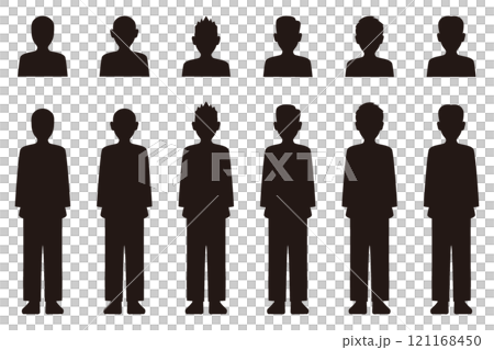 Male humanoid silhouette illustration set Male humanoid silhouette illustration set 121168450