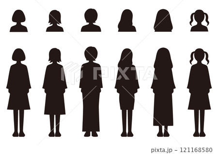 女性の人型シルエットイラストセット 女性の人型シルエットイラストセット 121168580
