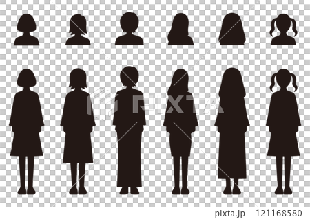 女性人形剪影插圖集 女性人形剪影插圖集 121168580