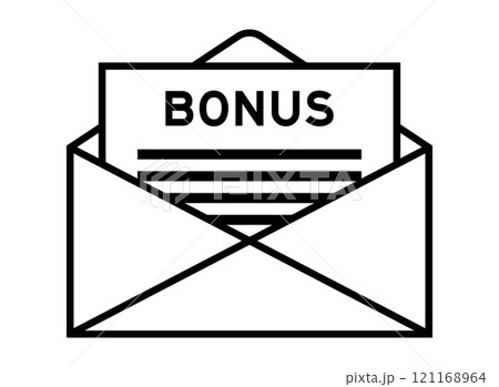 Envelope and letter sign with word bonus as the headline Envelope and letter sign with word bonus as the headline 121168964