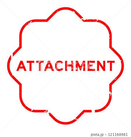 Grunge red attachment word rubber seal stamp on white background 121168981