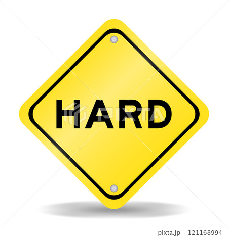 Yellow color transportation sign with word hard on white background 121168994
