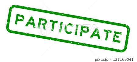 Grunge green participate word square rubber seal stamp on white background Grunge green participate word square rubber seal stamp on white background 121169041