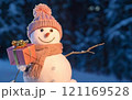 雪だるまの人形と雪 121169528