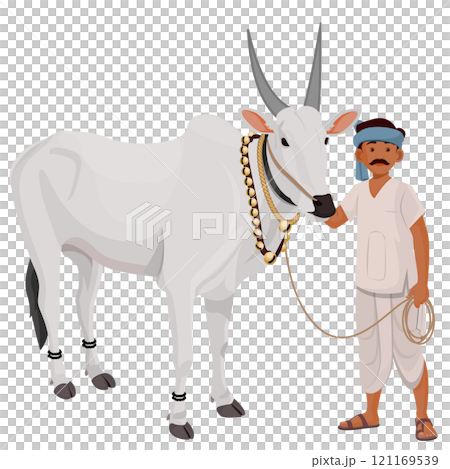 Indian farmer with Bull, Indian agriculture, happy farmer day 121169539