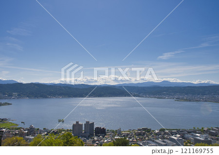 【長野県】立石公園から眺める諏訪湖 121169755