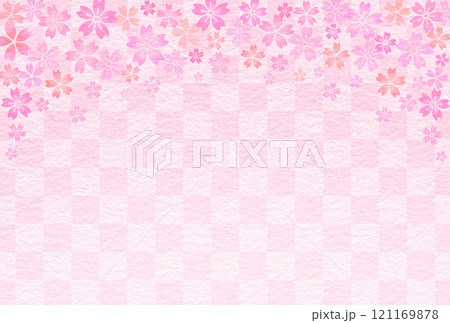 桜と市松模様　和紙 121169878