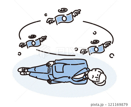 シンプル　イラスト　お金を失って絶望するビジネスマン 121169879