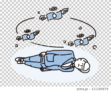 シンプル　イラスト　お金を失って絶望するビジネスマン 121169879