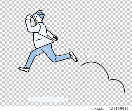 シンプル イラスト ホップステップジャンプする男性の全身 シンプル イラスト ホップステップジャンプする男性の全身 121169911