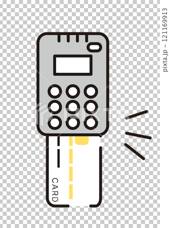 簡單插圖讀卡機和信用卡 121169913