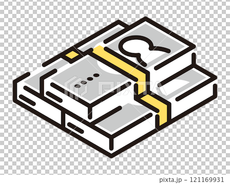 シンプル　イラスト　積み重ねた札束 121169931