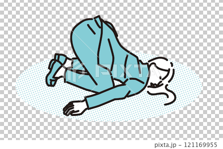 Simple illustration of a young woman in a suit in despair 121169955