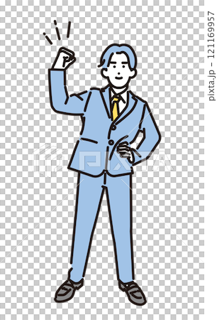 一個商人做拳頭泵的簡單插圖全身 121169957