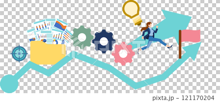 實現目標的路線圖插圖(女商人) 實現目標的路線圖插圖(女商人) 121170204