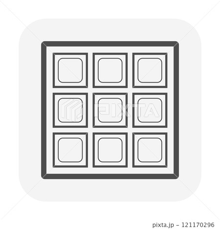 Glass block brick wall vector icon for kitchen, bathroom and shower room. Glass block brick wall vector icon for kitchen, bathroom and shower room. 121170296