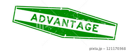 Grunge green advantage word hexagon rubber seal stamp on white background 121170368
