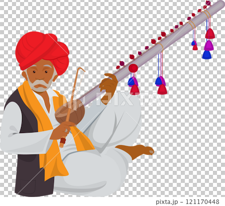 Indian folk musician, Vector design of artist playing folk music Indian folk musician, Vector design of artist playing folk music 121170448