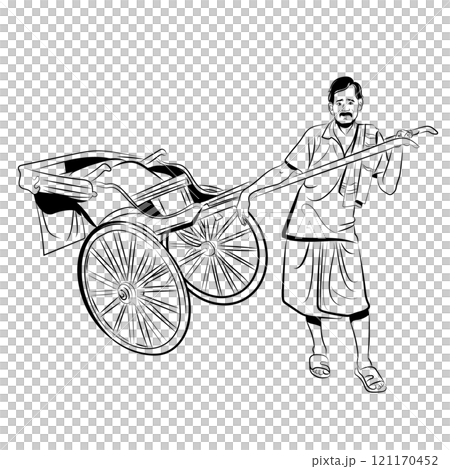 Indian Kolkata rickshaw, rickshaw waiting for passenger 121170452