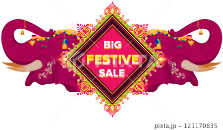 Festive Sale banner, Diwali festival poster, Diwali Sale banner, Diwali background design with Elephant Head Festive Sale banner, Diwali festival poster, Diwali Sale banner, Diwali background design with Elephant Head 121170835