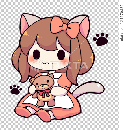 Cat ears girl and paws 121170882