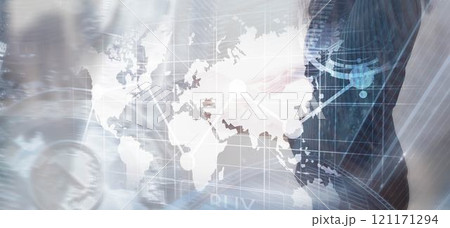 World map on abstract background. Mixed Media concept 121171294
