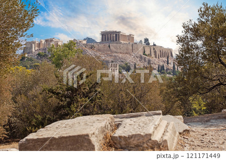 Scenic view of Parthenon Temple, Acropolis, Athens, Greece 121171449